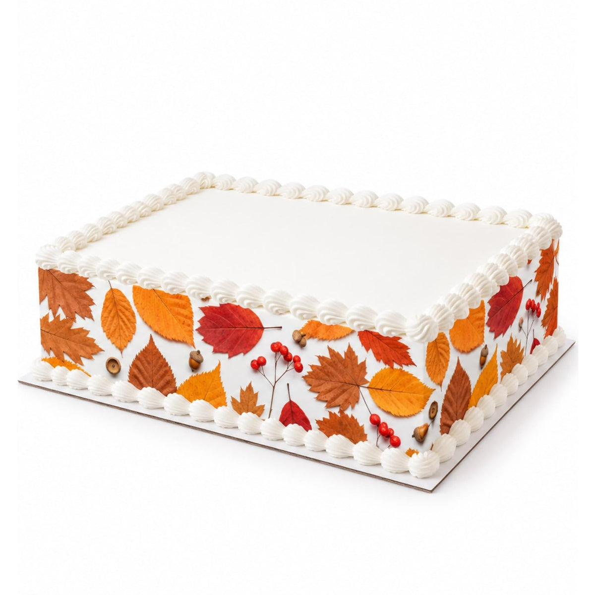 Autumn Leaves Acorns and Red Berries Edible Image Cake Border Strips, by Party Poppin Cake Toppin. (1 Count)