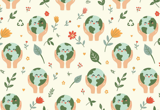 Happy Earth Day Hands Holding Earth Pattern Edible Image Chocolate Transfer Sheet. Apply To Your Custom Chocolate Treats
