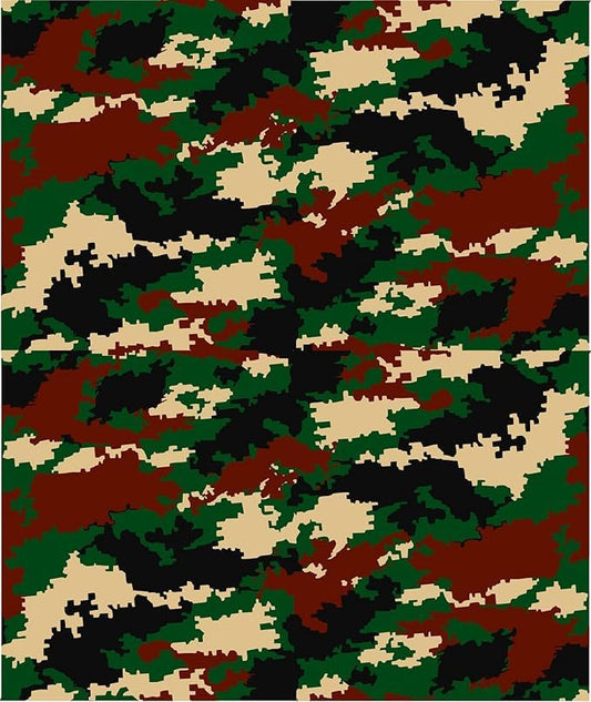 Maroon, Green, Tan & Black Camoflauge Pattern Edible Image Photo Cake Border Strips 3 Pre Cut Strips Per Sheet 2.6″ x 10.5"