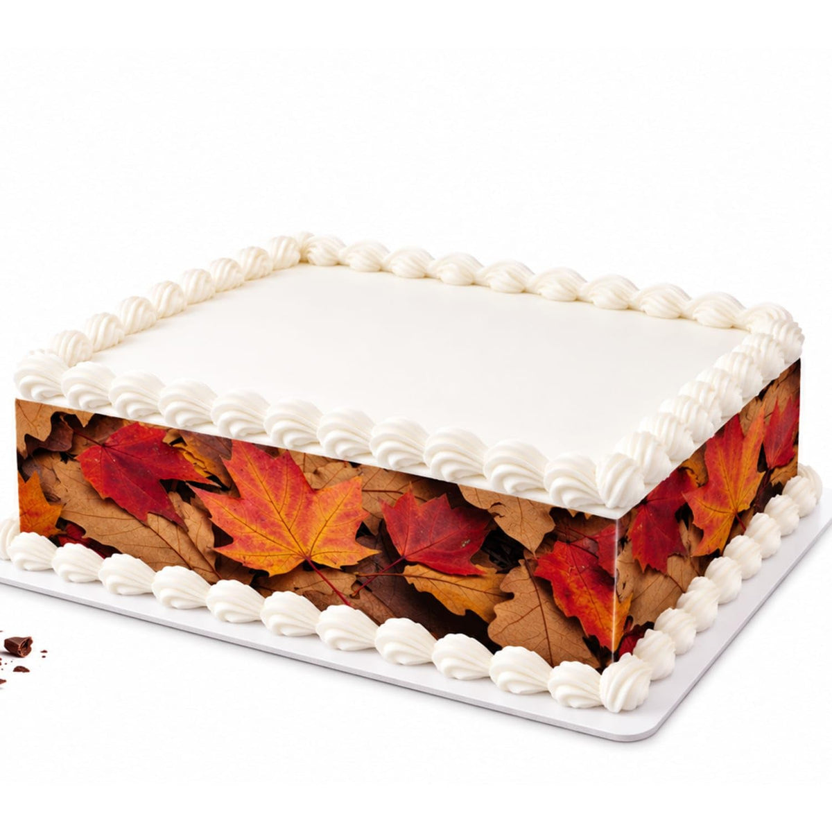 Red Maple and Brown Autumn Leaves Edible Image Cake Border Strips, by Party Poppin Cake Toppin. (1 Count)