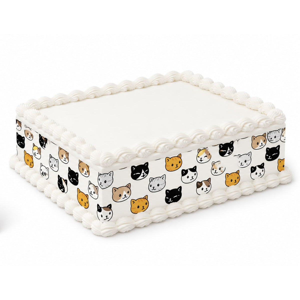 Calico Cat Faces Edible Image Cake Border Strips, by Party Poppin Cake Toppin. (1 Count)