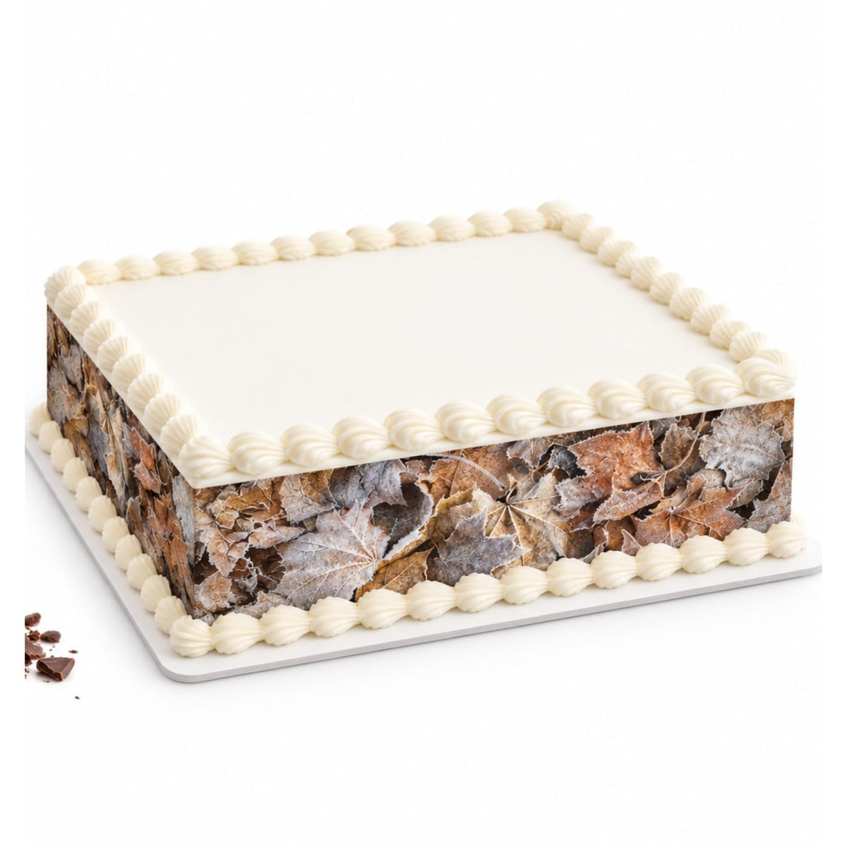 Frosted Fallen Maple Leaves Edible Image Cake Border Strips, by Party Poppin Cake Toppin. (1 Count)