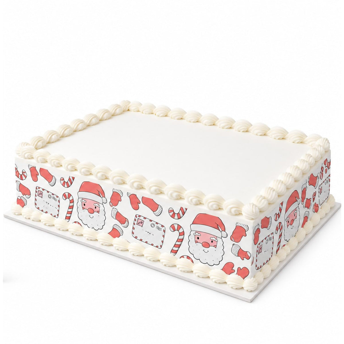 Santa Candy Canes and Christmas Doodles Edible Image Cake Border Strips, by Party Poppin Cake Toppin. (1 Count)