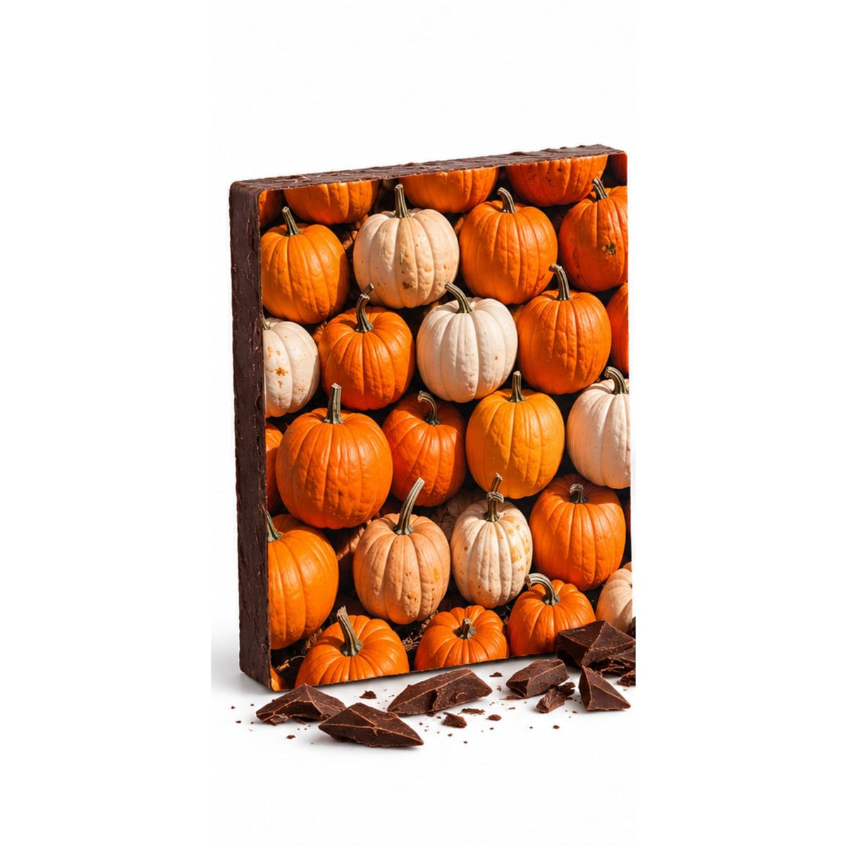 Orange and White Pumpkins Edible Chocolate Transfer Sheet for Chocolate Treats, 1 Count