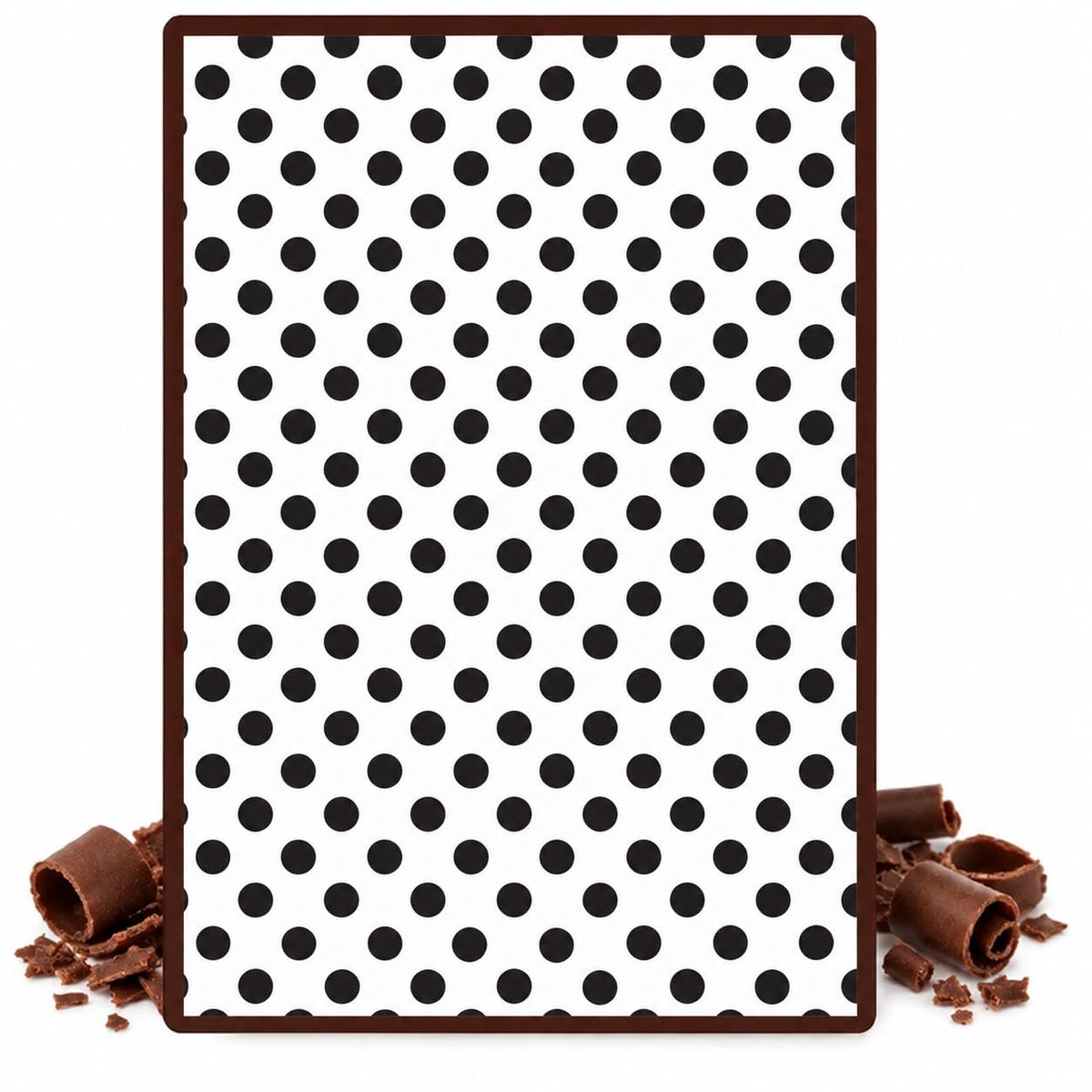 Small Black Polka Dots Edible Cocoa Butter Transfer Sheet for Chocolate Treats, 1 Count