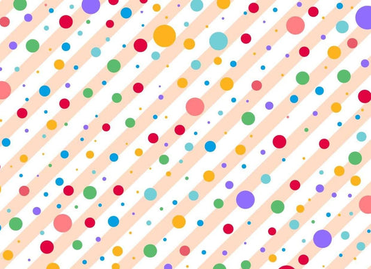 Multicolor Polka Dot & Stripes Pattern Edible Image Photo Cake Topper For Half Sheet Cake