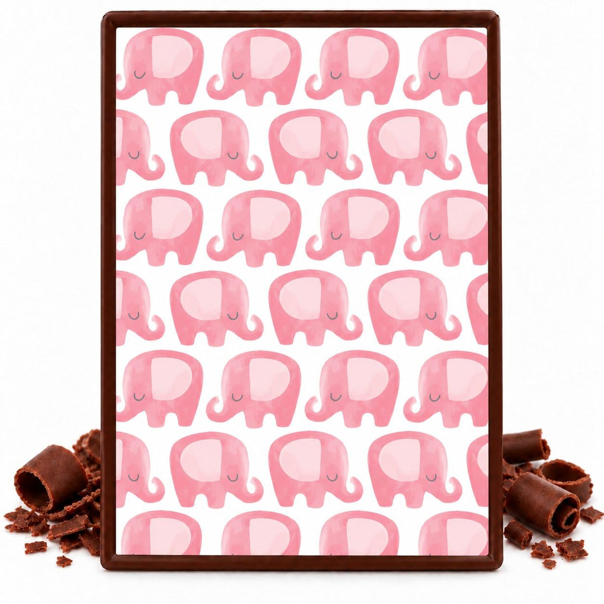 Pink Elephants Pattern Edible Chocolate Transfer Sheet, by Party Poppin Cake Toppin. (1 Count)