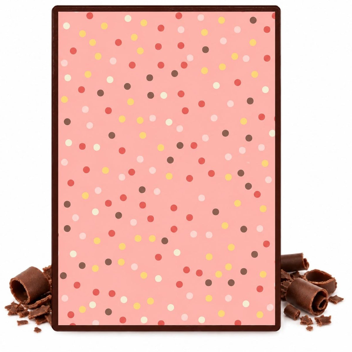 Pastel Confetti on Pink Edible Cocoa Butter Transfer Sheet for Chocolate Treats, 1 Count