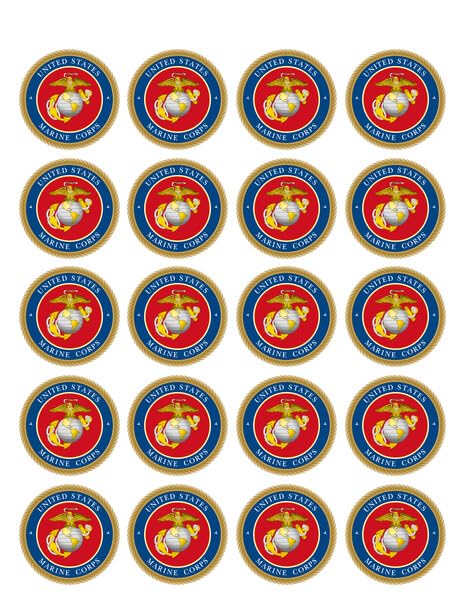 1.875" Pre-Cut Round United States Marine Logo Edible Images!