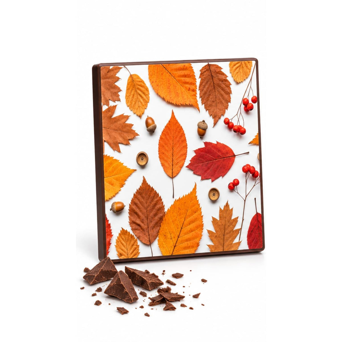 Autumn Leaves Acorns and Red Berries Edible Chocolate Transfer Sheet for Chocolate Treats, 1 Count