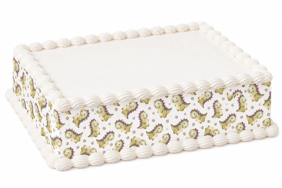 Cute Green Baby Dragons Pattern Edible Image Cake Border Strips, by Party Poppin Cake Toppin. (1 Count)