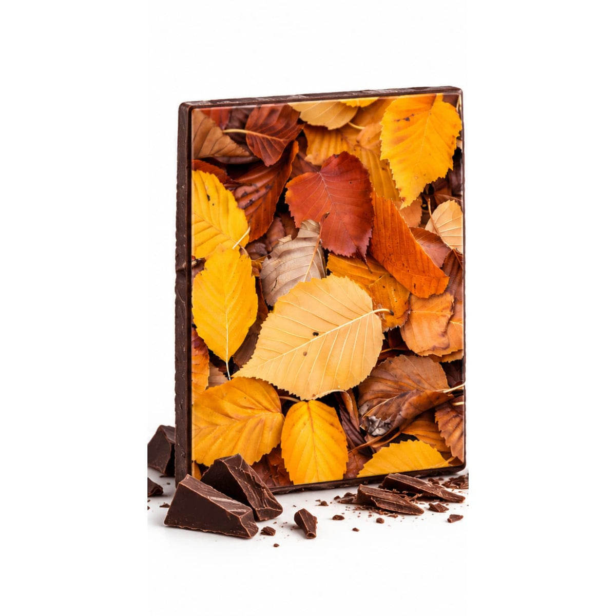 Golden and Rust Autumn Leaves Edible Chocolate Transfer Sheet for Chocolate Treats, 1 Count