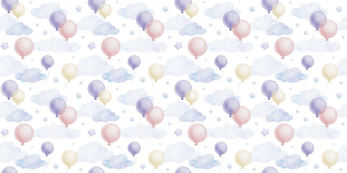 Pastel Watercolor Balloons on White Pattern Edible Image Cake Border Strips, by Party Poppin Cake Toppin. (1 Count)
