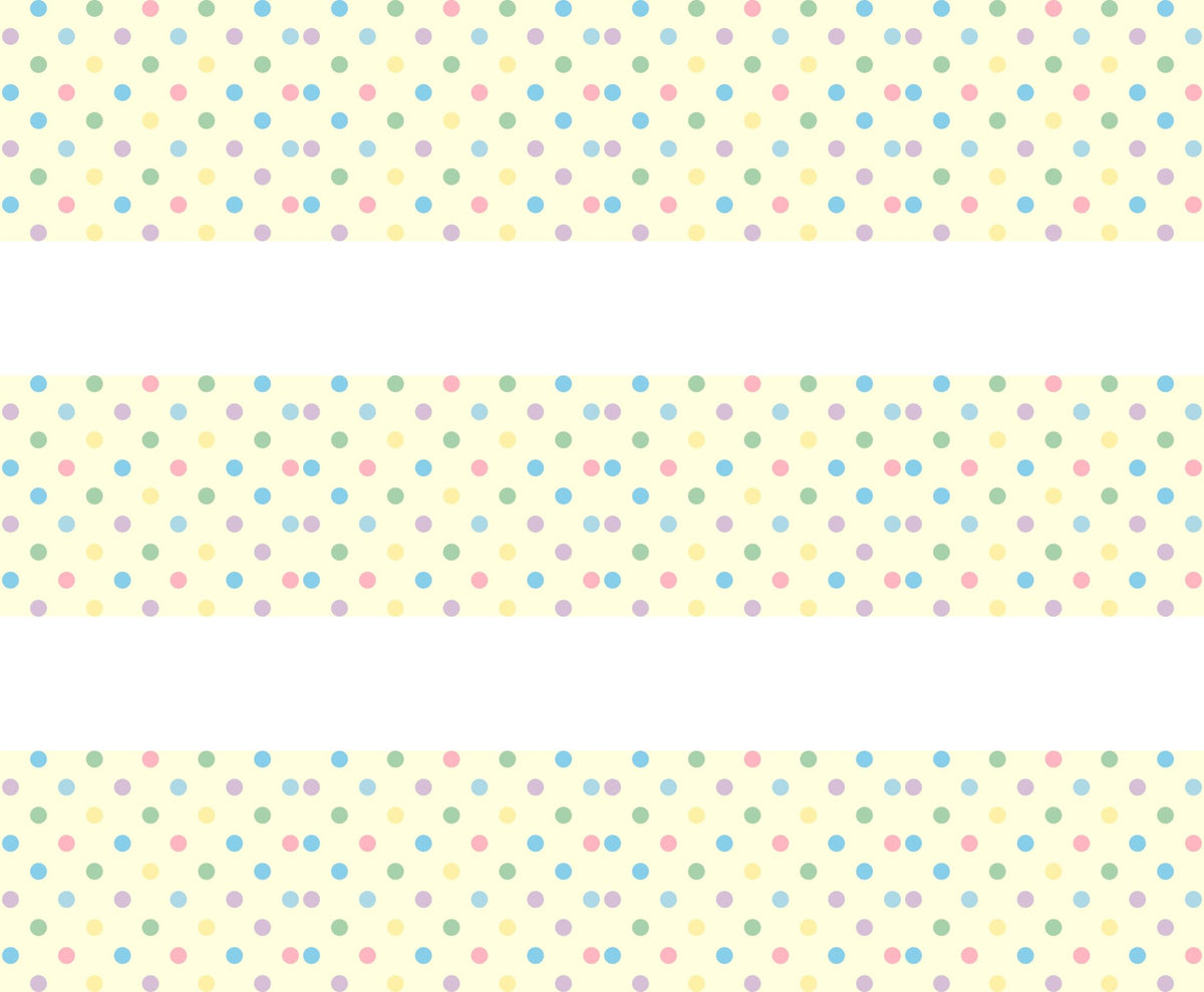 Pastel Polka Dots on Cream Edible Image Cake Border Strips, by Party Poppin Cake Toppin. (1 Count)