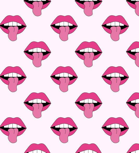 Pink Lips With Tongue Pattern Edible Image Photo Cake Border Strips 3 Pre Cut Strips Per Sheet 2.6″ x 10.5"