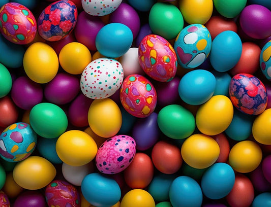 Multiple Decorated Easter Egg Pattern On Edible Image Chocolate Transfer Sheet. Apply To Your Custom Chocolate Treats