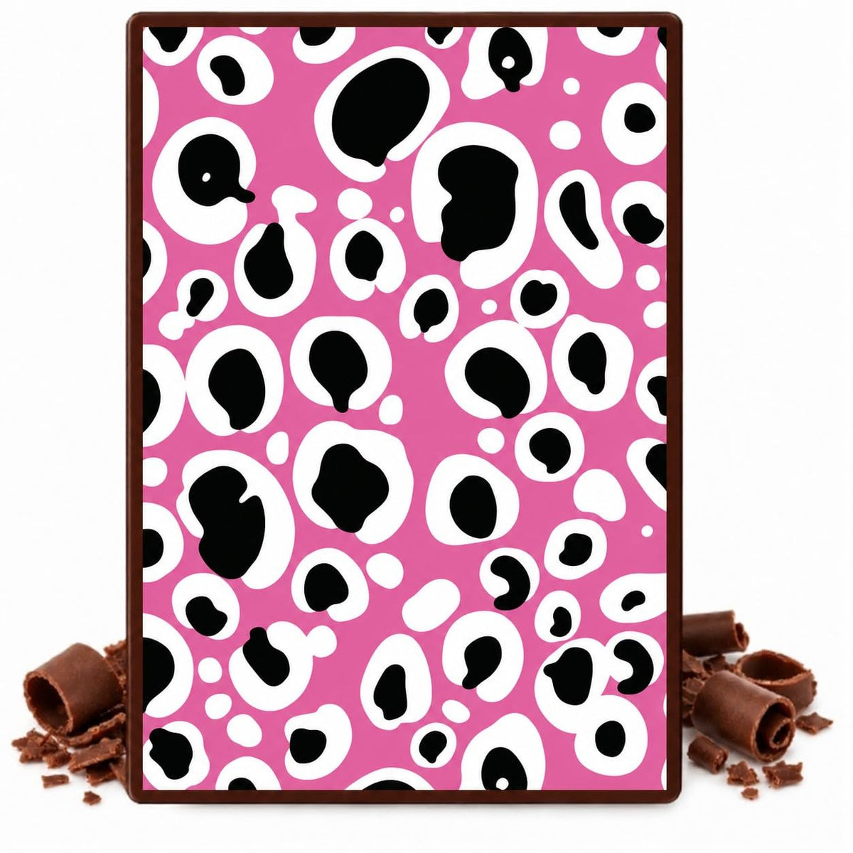 Pink Black White Watercolor Spots Edible Cocoa Butter Transfer Sheet for Chocolate Treats, 1 Count