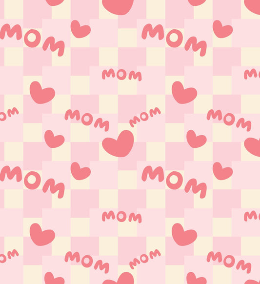 Mom Pink Checker Pattern On Edible Image Chocolate Transfer Sheet. Apply To Your Custom Chocolate Treats