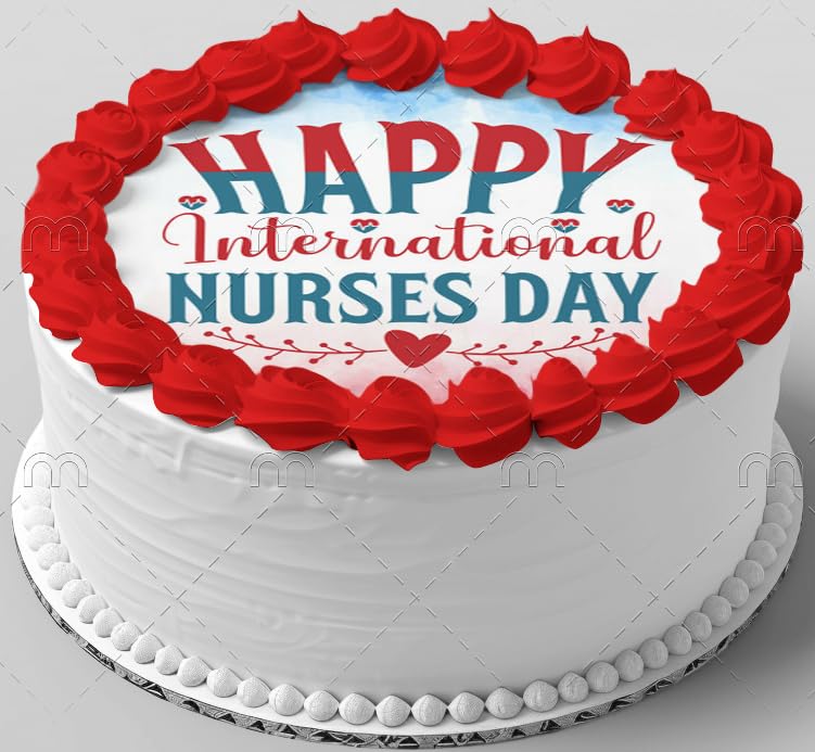 9.5" Round Pre-Cut Happy Nurse Day Edible Image Photo Cake Topper
