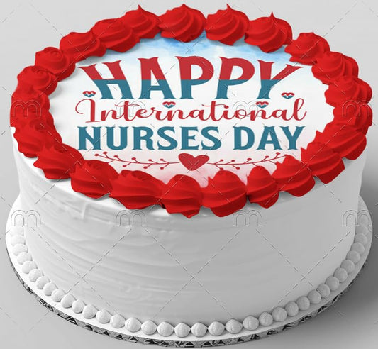 6" Round Pre-Cut Happy Nurse Day Edible Photo Image Cake Topper