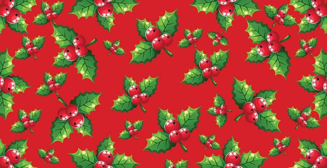 Green Holly and Berries on Red Edible Chocolate Transfer Sheet for Chocolate Covered Strawberries and Bark, 1 Count