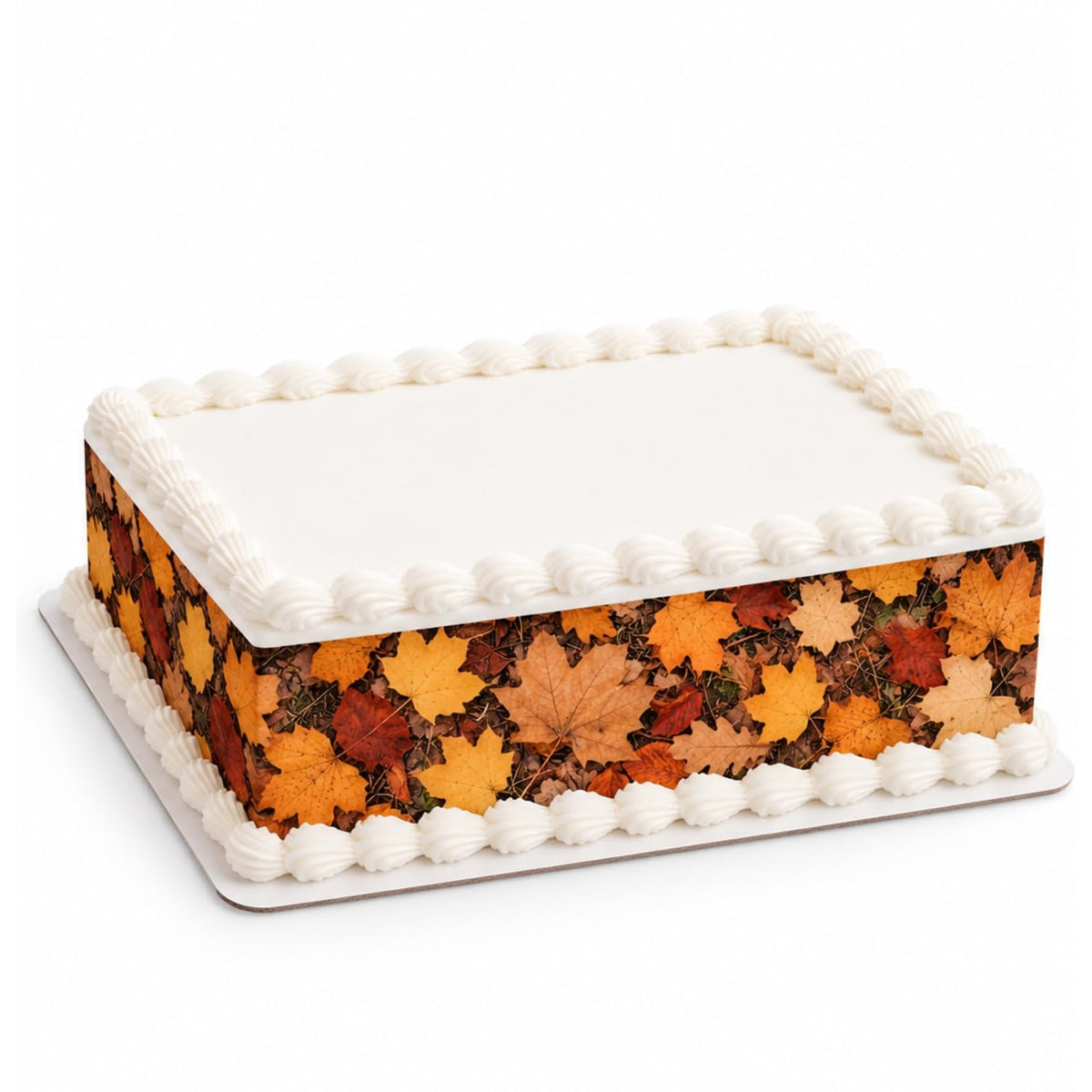 Dry Orange and Brown Autumn Leaves Edible Image Cake Border Strips, by Party Poppin Cake Toppin. (1 Count)