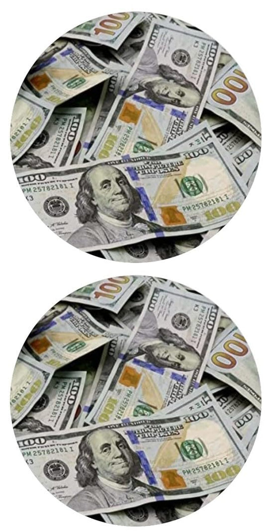 5" Round Pre-Cut Fun Money 100 Dollar Bill Design Edible Image Cake Topper - (2 On One Sheet As Shown) By TNCT