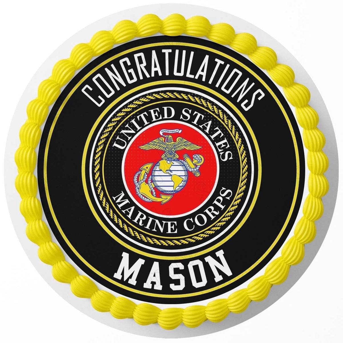 USMC Emblem United States Marine Corps Seal Edible Icing Image Cake Topper, by Tnct.