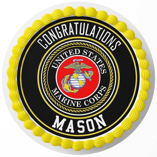 USMC Emblem United States Marine Corps Seal Edible Icing Image Cake Topper, by Tnct.