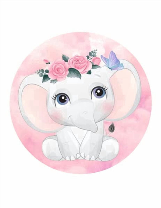 Pink Baby Shower Elephant Edible Icing Image Cake Topper, by Tnct.