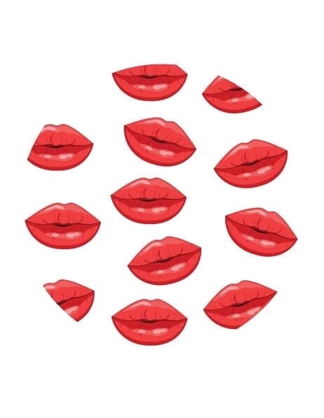 Red Kissy Lipstick Pattern Edible Icing Image Cake Topper, by Tnct.