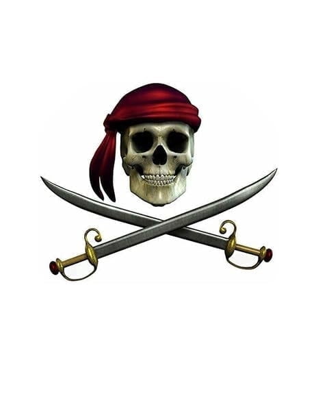 Skull Pirate Theme Edible Icing Image Cake Topper, by Tnct.