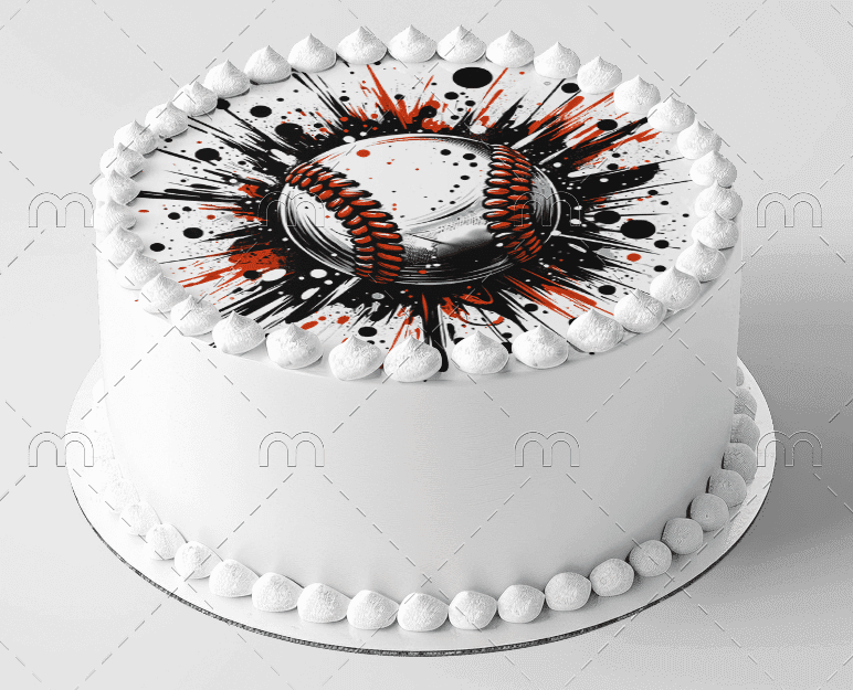 7.5" Round Baseball Theme Edible Image Cake Topper, by Tnct. (1 Count)