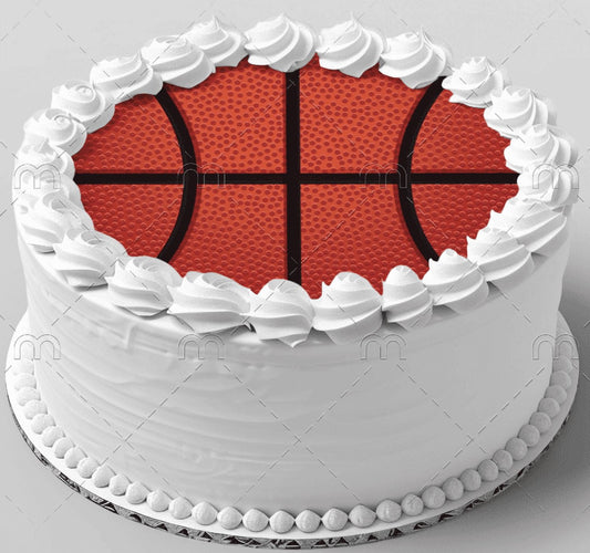 7.5" Round Pre-Cut Basketball Edible Image Cake Topper, by Tnct. (1 Count)