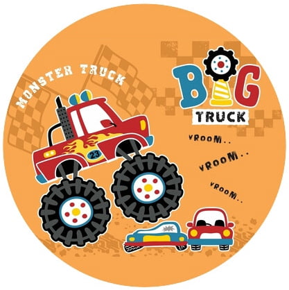 Cartoon Big Truck Vroom Vroom Monster Truck Birthday themed Edible Icing Image Cake Topper, by Tnct.