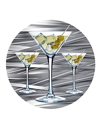 Martini Glass with Olives Edible Icing Image Cake Topper, by Tnct.