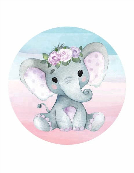 Multi Color Baby Elephant Edible Icing Image Cake Topper, by Tnct.