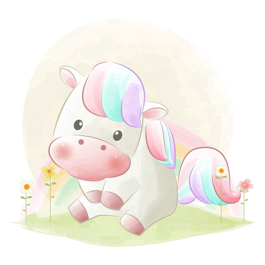 Watercolor Sweet Baby Rainbow Unicorn Pony Edible Icing Image Cake Topper, by Tnct.