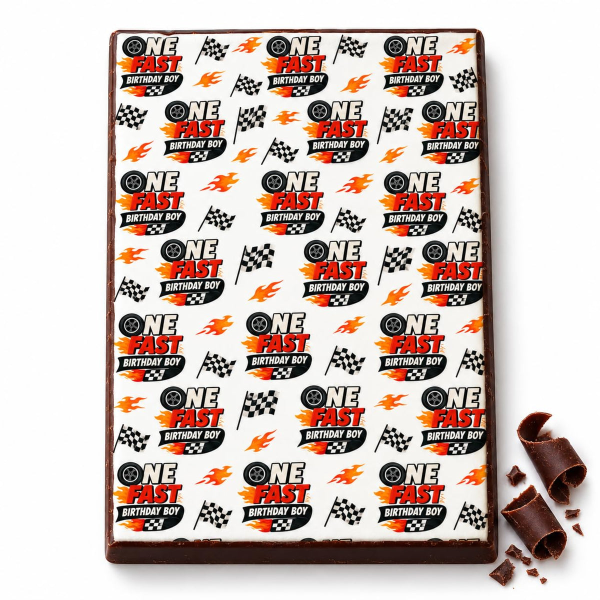 One Fast Birthday Boy Racing Edible Image Chocolate Transfer Sheet