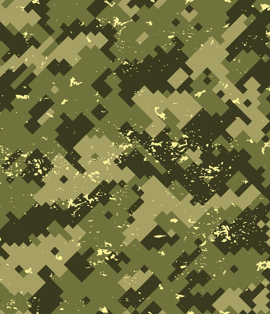 Green Pixelated Camoflauge Pattern On Edible Image Chocolate Transfer Sheet. Apply To Your Custom Chocolate Treats