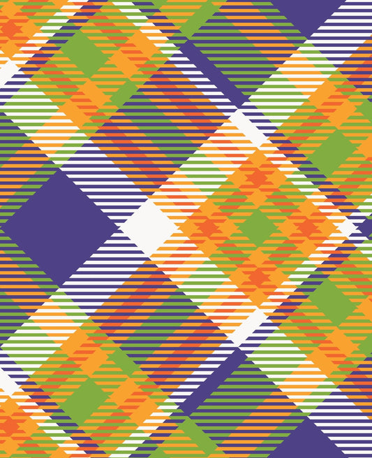 Blue, Green & Orange Scottish Tartan Plaid Pattern On Edible Image Chocolate Transfer Sheet. Apply To Your Custom Chocolate Treats