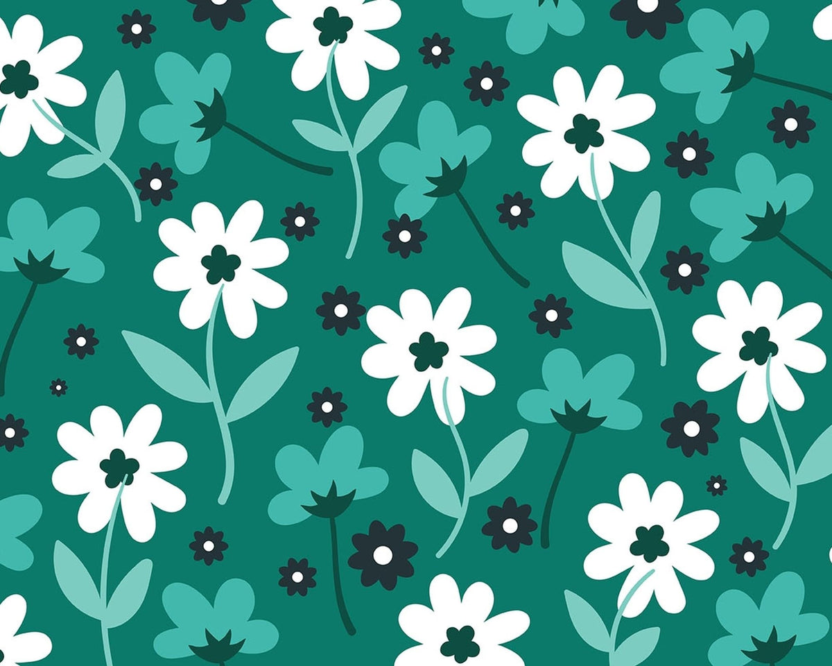 White Daisies and Teal Flowers Edible Cocoa Butter Transfer Sheet for Chocolate Treats, 1 Count