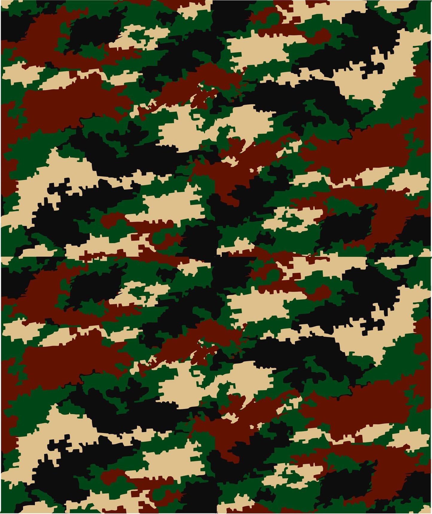 Maroon, Green, Tan & Black Camoflauge Pattern On Edible Image Chocolate Transfer Sheet. Apply To Your Custom Chocolate Treats