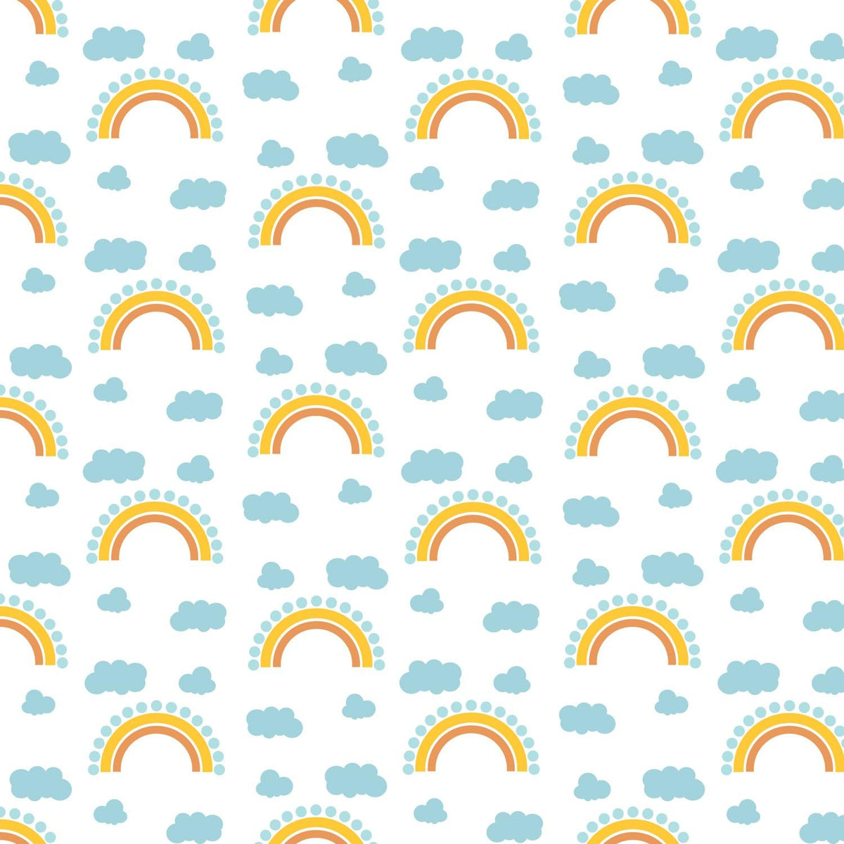 Pastel Rainbows and Blue Clouds Pattern Edible Chocolate Transfer Sheet, by Party Poppin Cake Toppin. (1 Count)