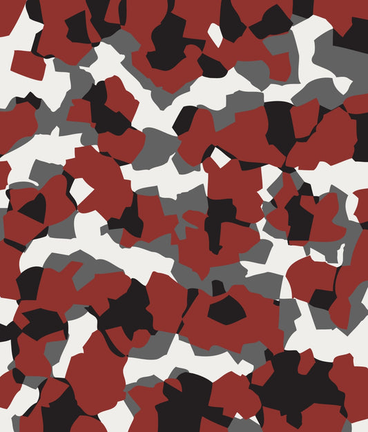Red, Gray & Black Abstract Camoflauge Pattern Edible Image Photo Cake Topper For Quarter Sheet Cake