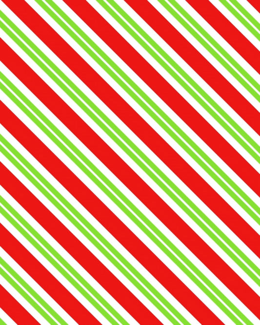 Red, White & Green Christmas Candy Cane Pattern Edible Image Photo Cake Topper For Half Sheet Cake