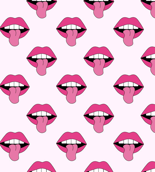 Pink Lips With Tongue Pattern Edible Image Photo Cake Topper For Quarter Sheet Cake