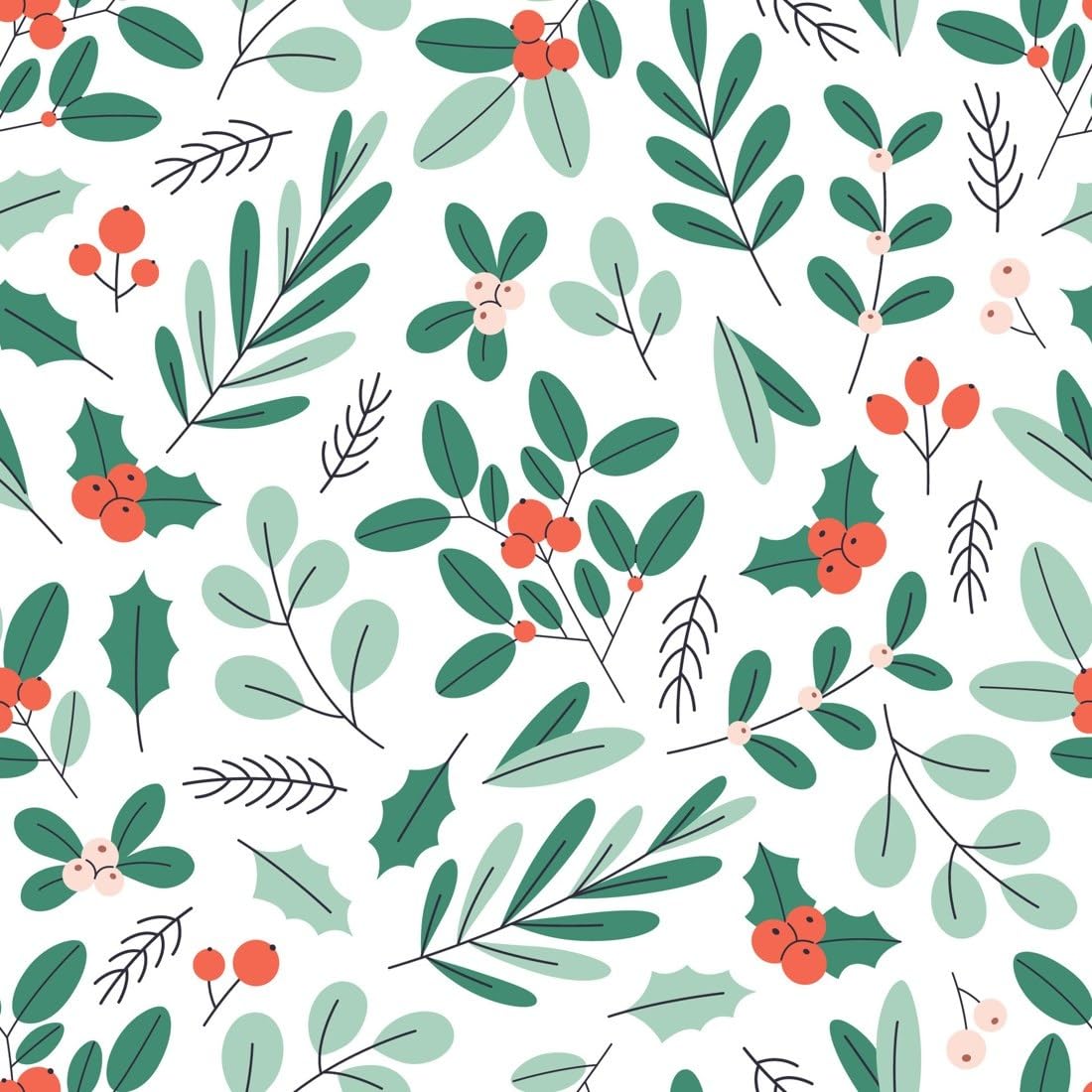 Winter Leaves and Red Berries Edible Chocolate Transfer Sheet for Chocolate Covered Strawberries and Bark, 1 Count
