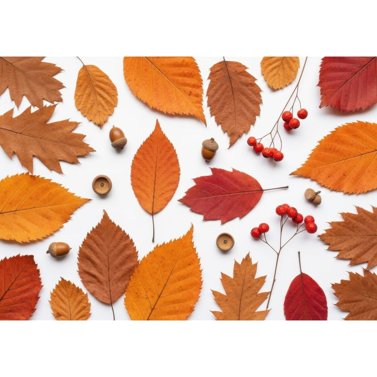 Autumn Leaves Acorns and Red Berries Edible Chocolate Transfer Sheet for Chocolate Treats, 1 Count