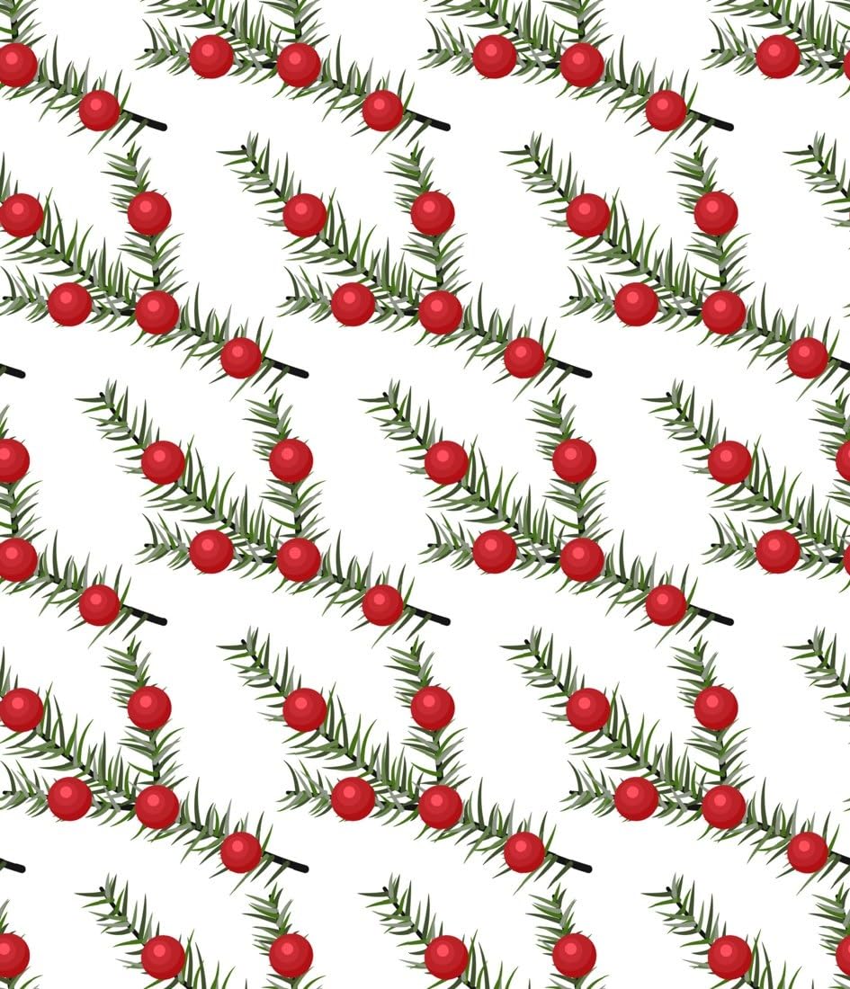 Pine Sprigs and Red Berries Edible Chocolate Transfer Sheet for Chocolate Covered Strawberries and Bark, 1 Count